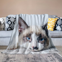 Creative Cat Blanket Fluffy Flannel Soft Lightweight Blanket for Sofa Bed Couch