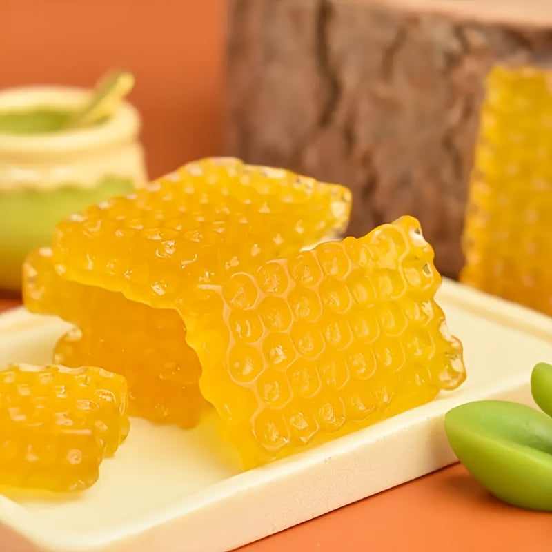 2pcs Mini Honeycomb Beeswax Figurines Yellow Decor
