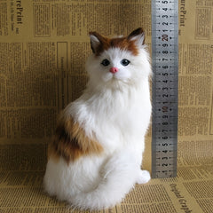 WhimsyCrafts Realistic Plush Cat Figurine Simulation Animal Cat Ornament