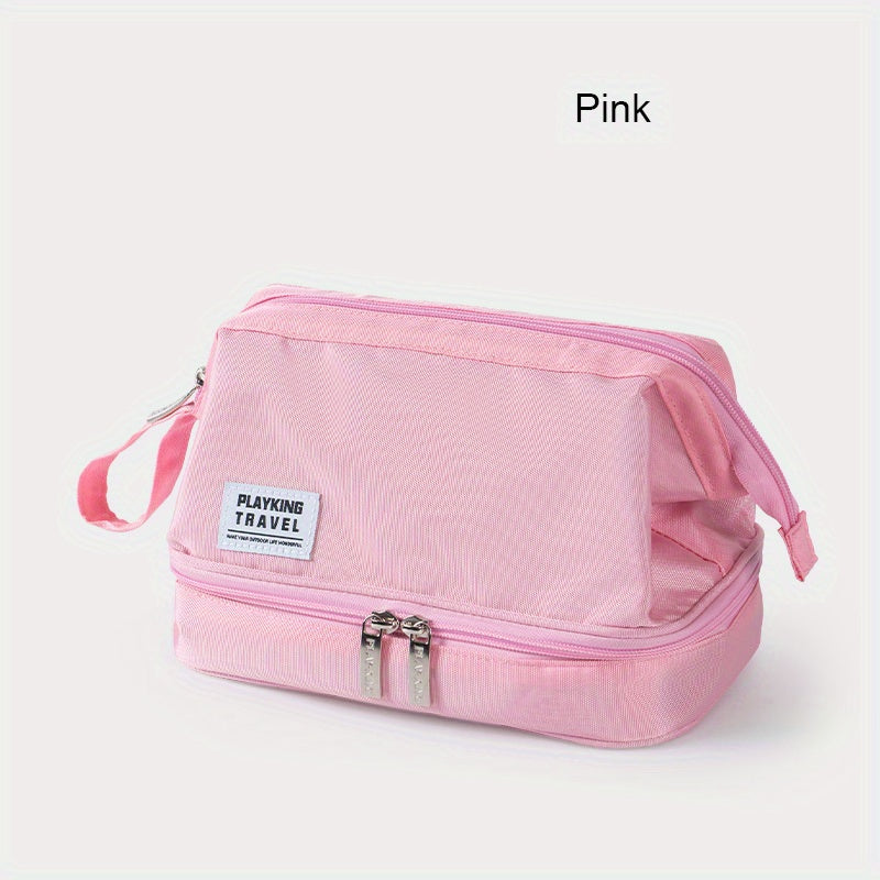 Double Layer Travel Toiletry Bag Portable Makeup Pouch Organizer