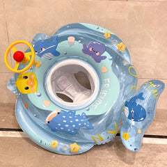 Whale Pattern Swimming Ring with Steering Wheel and Seat
