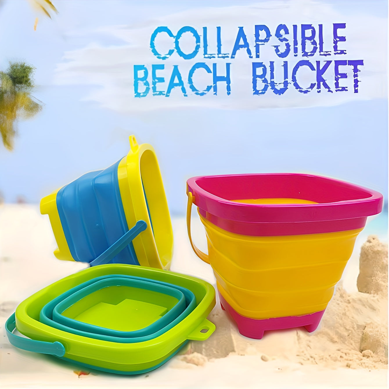 1pc Folding Bucket Silicone Telescopic Bucket Beach Water Play Toy