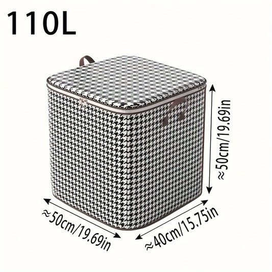 2pcs Houndstooth Storage Bag Large Capacity for Clothes Books Toys