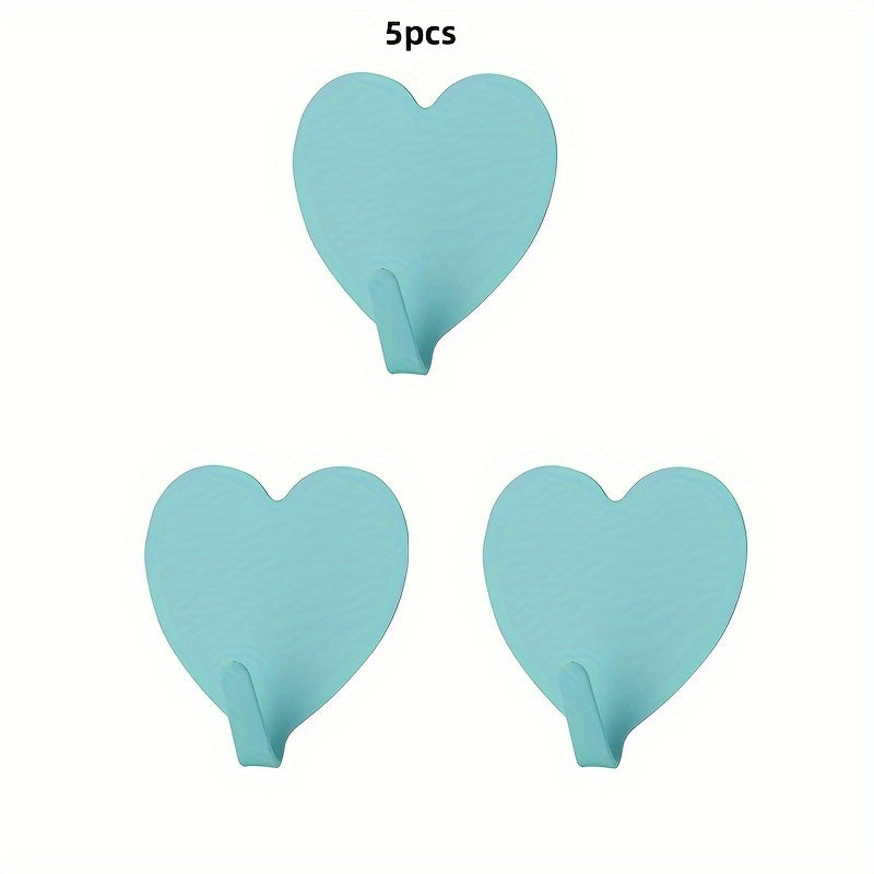 5pcs Colorful Love Hook Adhesive Heart Hook for Clothes Hat Bag Keys