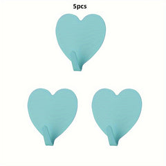 5pcs Colorful Love Hook Adhesive Heart Hook for Clothes Hat Bag Keys