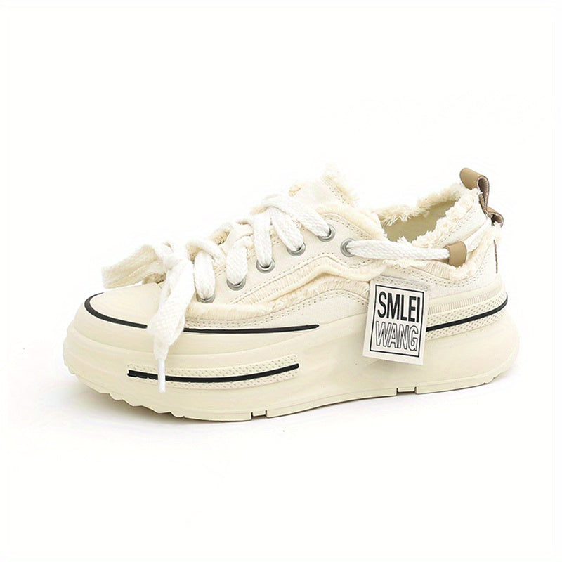 Women's Lace Up Canvas Shoes Casual Heightening Shoes