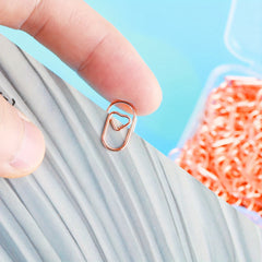 40pcs Rose Golden Heart Shaped Paper Clips - Small Mini Smooth Micro Clips