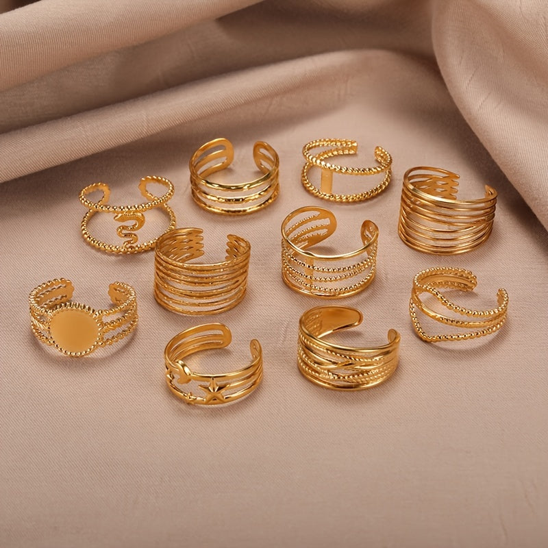 Stainless Steel Open Adjustable Ring Women's Irregular Ring