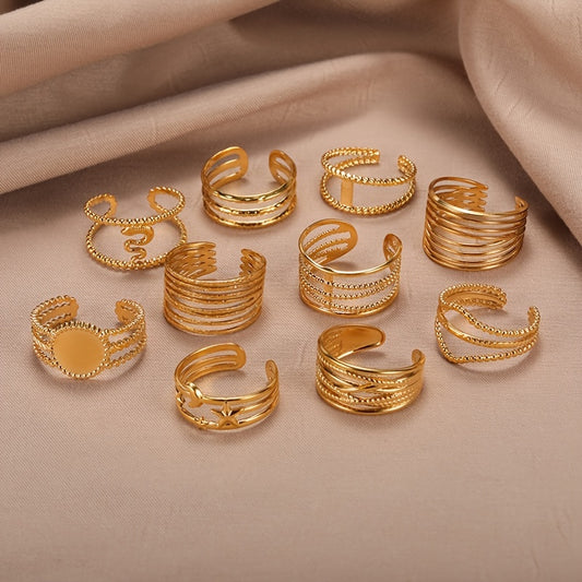 Stainless Steel Open Adjustable Ring Women's Irregular Ring