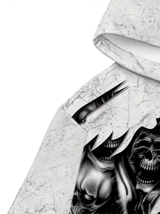 Men's Casual Skull Pattern 3D Print Hoodie Sweatshirt Outdoor Sports