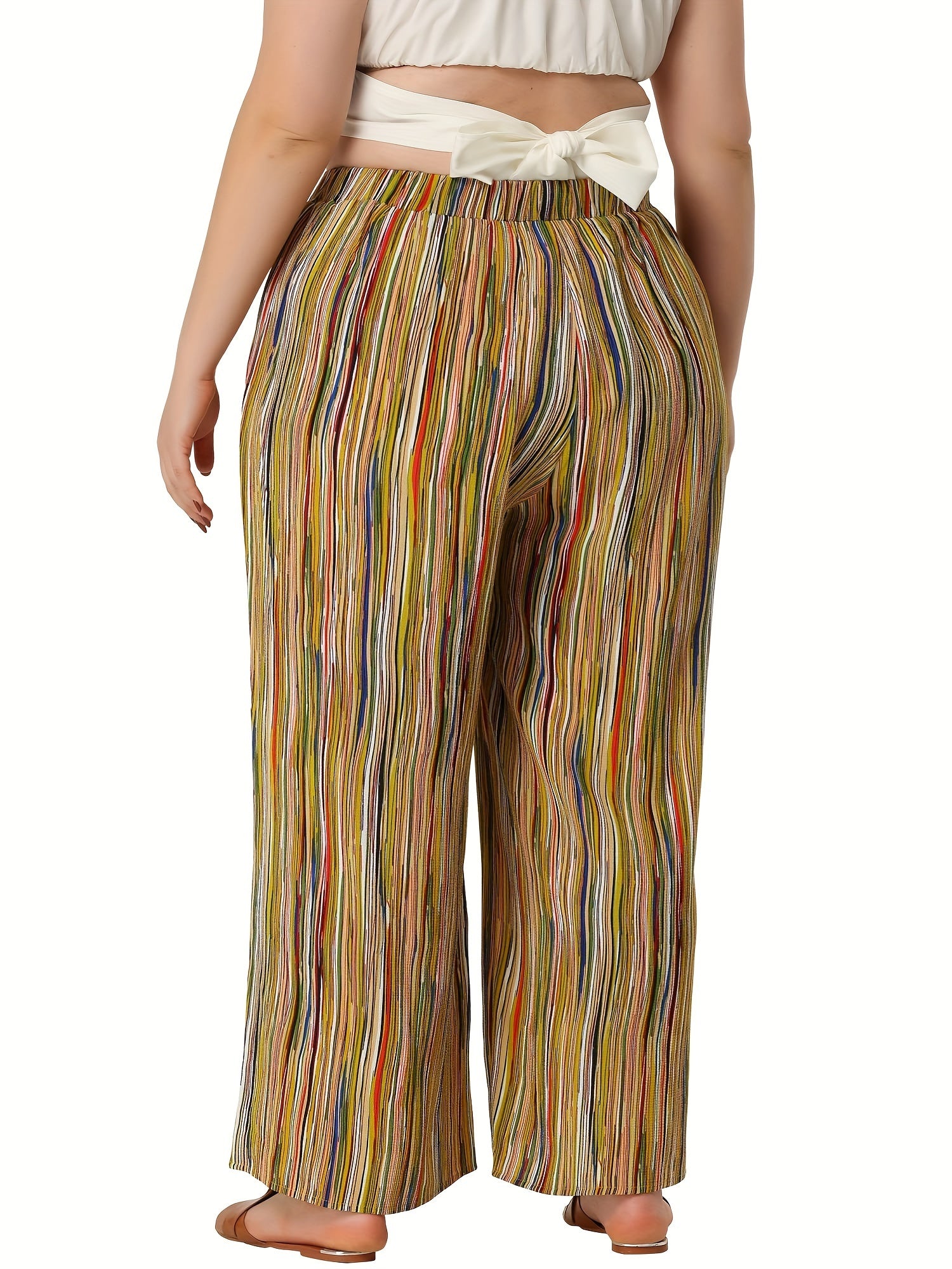  Allover Print Elastic High Rise Wide Leg Trousers