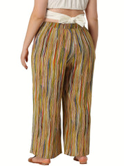  Allover Print Elastic High Rise Wide Leg Trousers