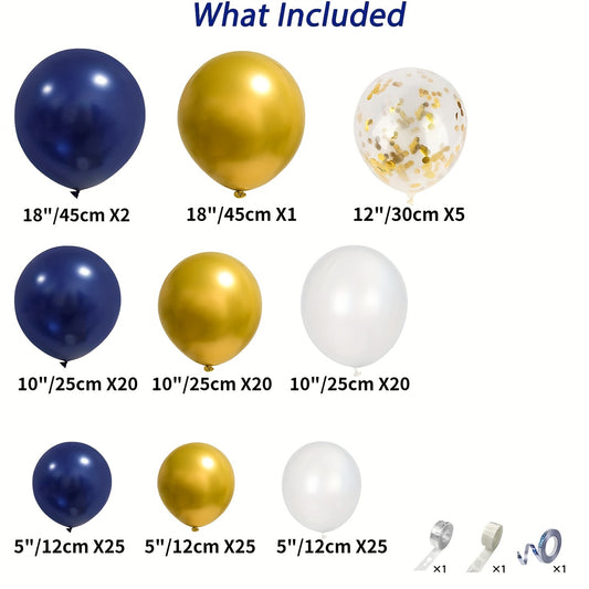 Navy & Golden Balloon Garland Birthday Decorations Set