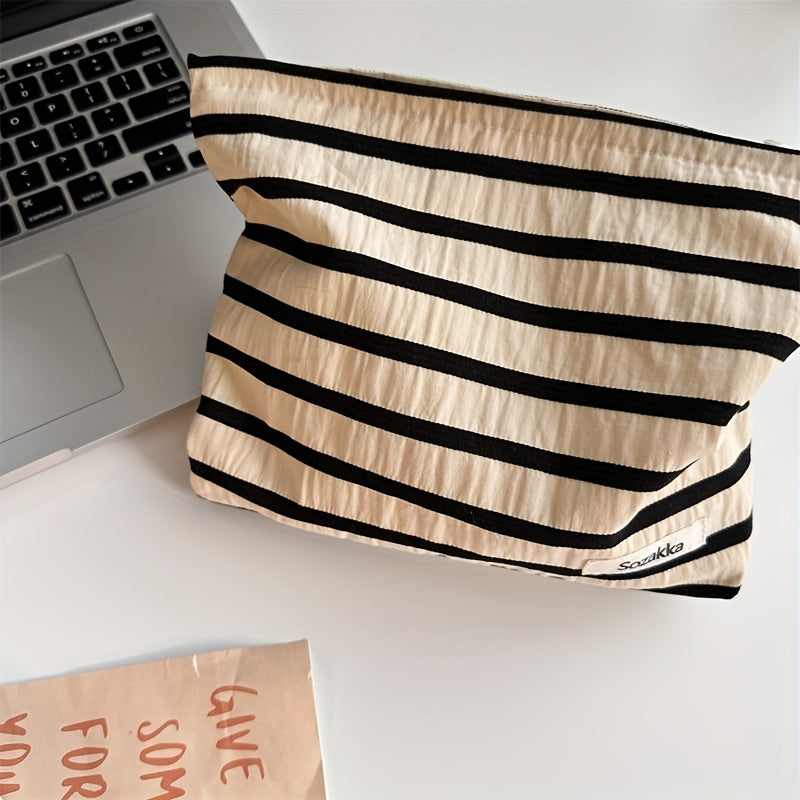 Striped Cosmetic Bag Portable Travel Bag Skin Care Products Storage Bag