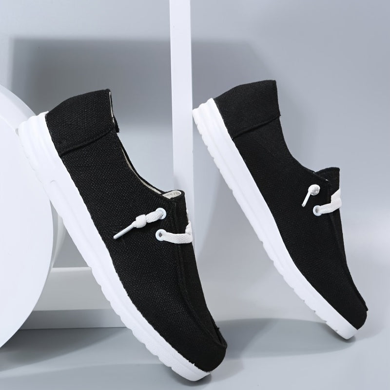 Women's Flat Lace up Loafers Breathable Canvas Casual Walking Shoes
