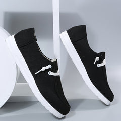 Women's Flat Lace up Loafers Breathable Canvas Casual Walking Shoes