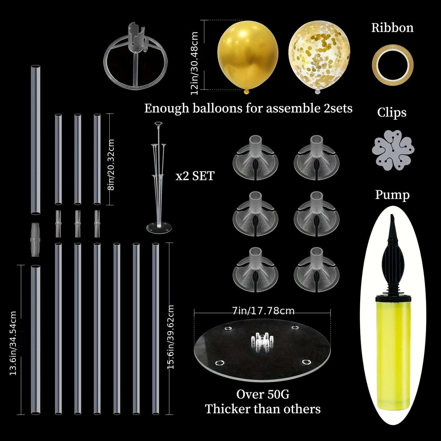 Balloon Stand Kit With Confetti Latex Balloon