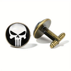 Punisher Skull Men's Cufflinks Round Button