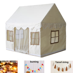 Large Children's Game Tent with Windows, Star Strings, Flags, Tassel Strings