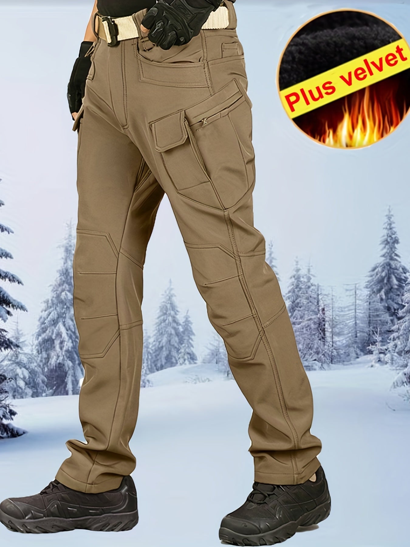 Men's Fleece Thermal Tactical Pants Waterproof Military Outdoor Pants