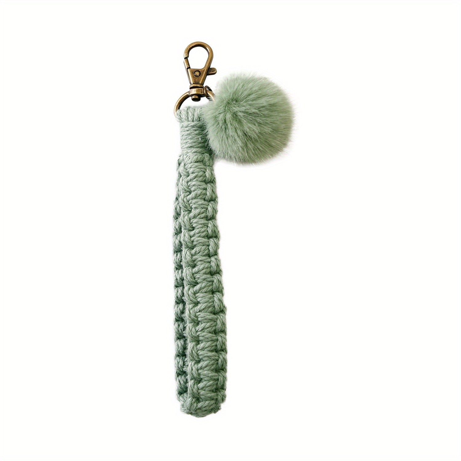 Boho Keychain Fur Ball Wrist Lanyard for Keys Macrame Wristlet Keychain Girls