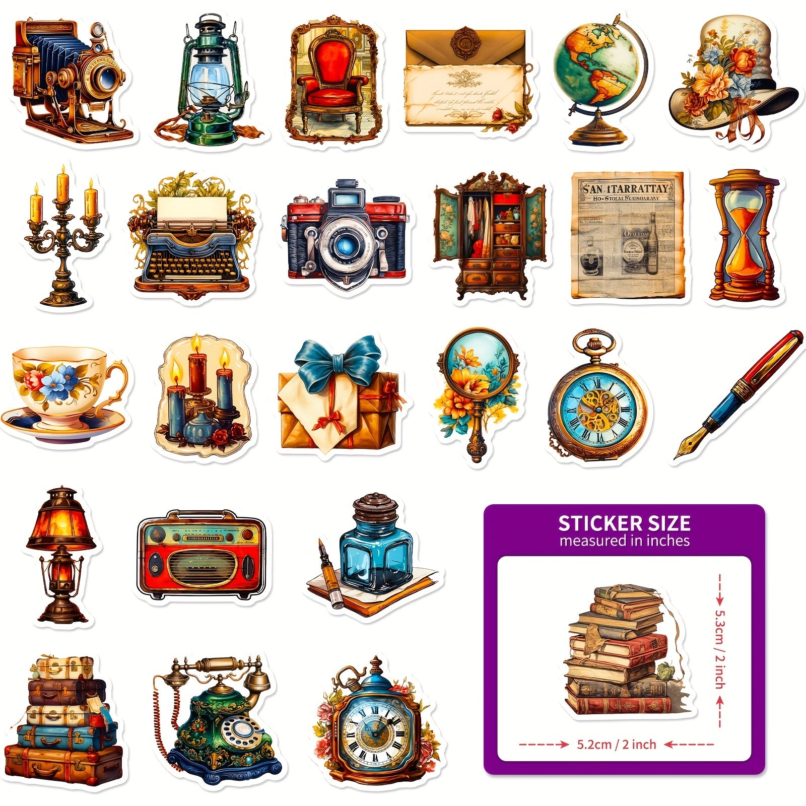 50pcs Retro Steampunk Stickers for Water Bottle Laptop Phone Skateboard