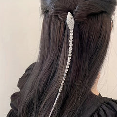 Rhinestone Beaded Chain Hair Clip Back Head Clip Ponytail Accessories