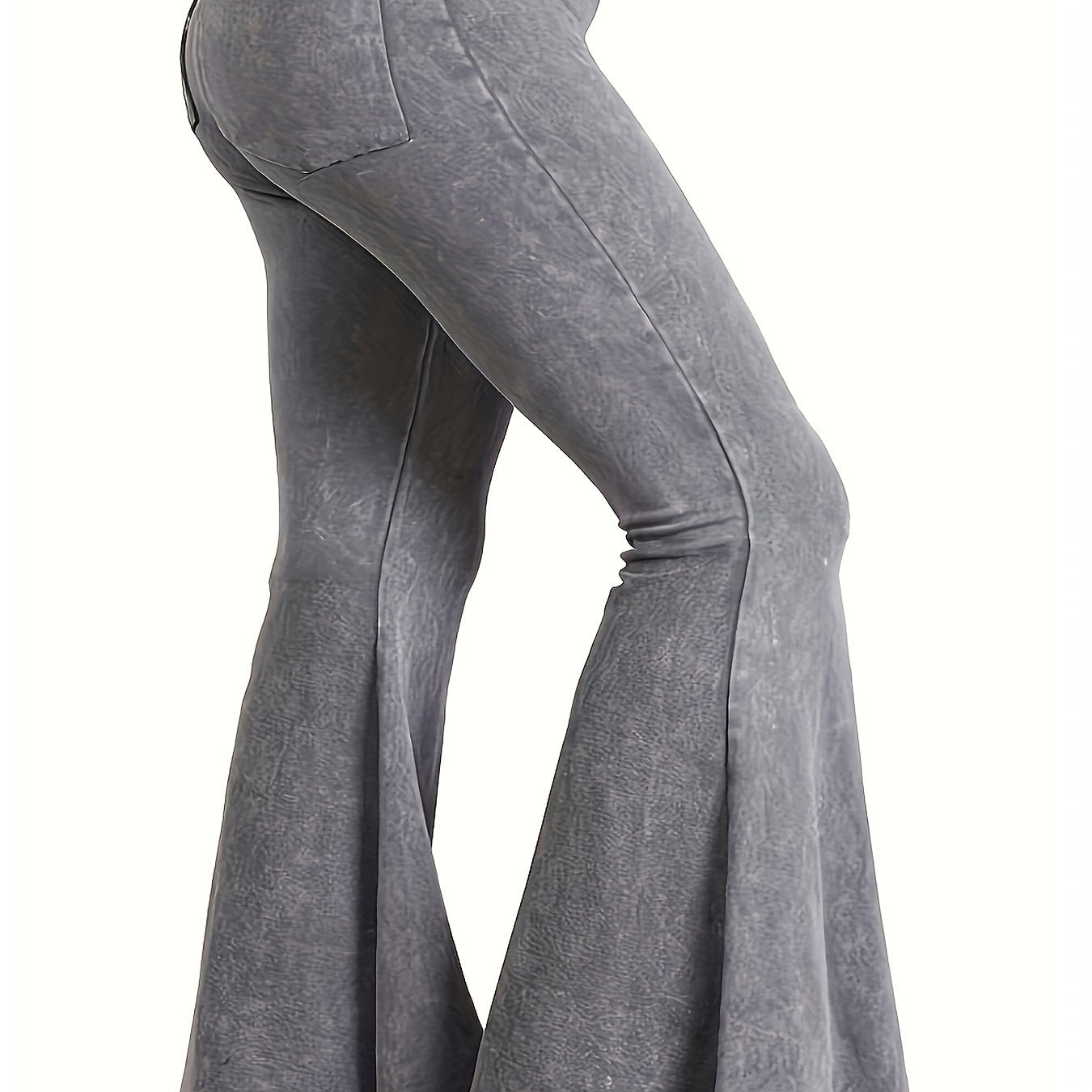 Women's Plus Denim Print High Rise Flare Leg Pants