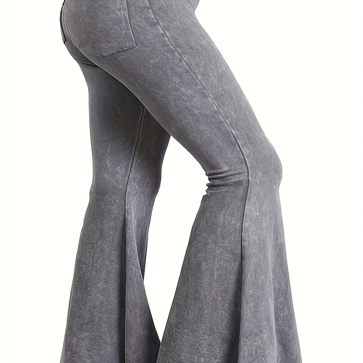 Women's Plus Denim Print High Rise Flare Leg Pants