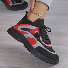 Women's Breathable Running Shoes Soft Sole Lace-up Casual Sneakers