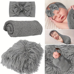 3pcs Baby Photo Wrap Blanket 3pcs Set Photography Props Baby Photo Studio Wrap