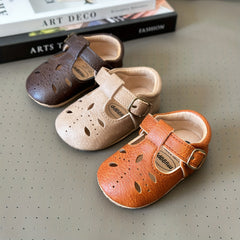 Myggpp Baby Girl's Vintage Faux Leather Shoes Soft Rubber Sole