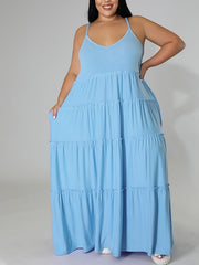  Solid Layered Loose Fit Cami Maxi Dress