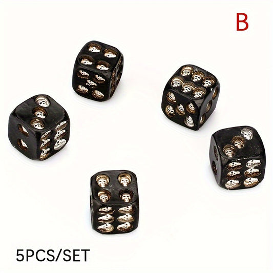 5pcs Resin Skull Dice Statue Halloween Board Game Dice Desk Decor