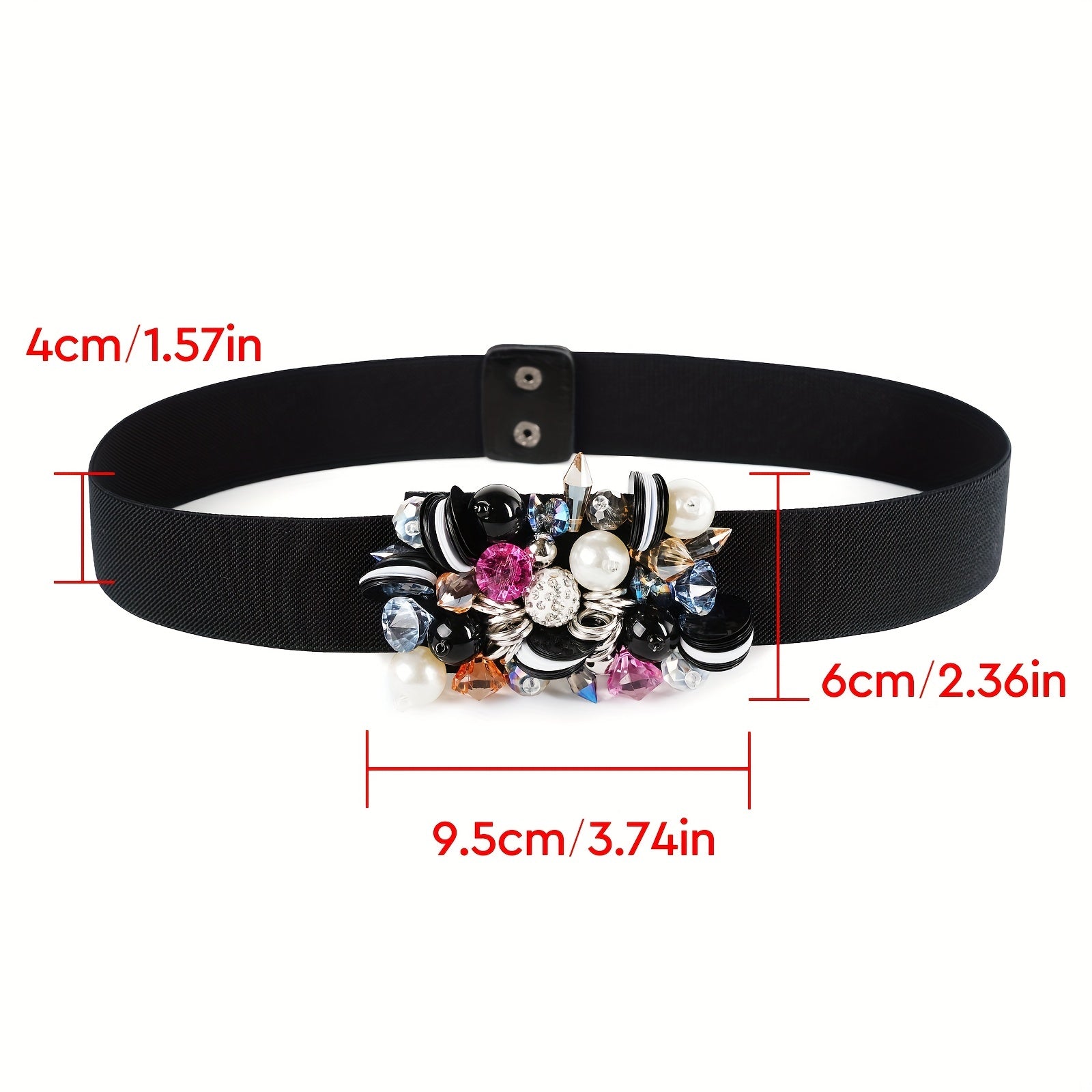 Rhinestone Faux Pearl Waist Belt Elastic Girdle Women Punk Dress Waistband