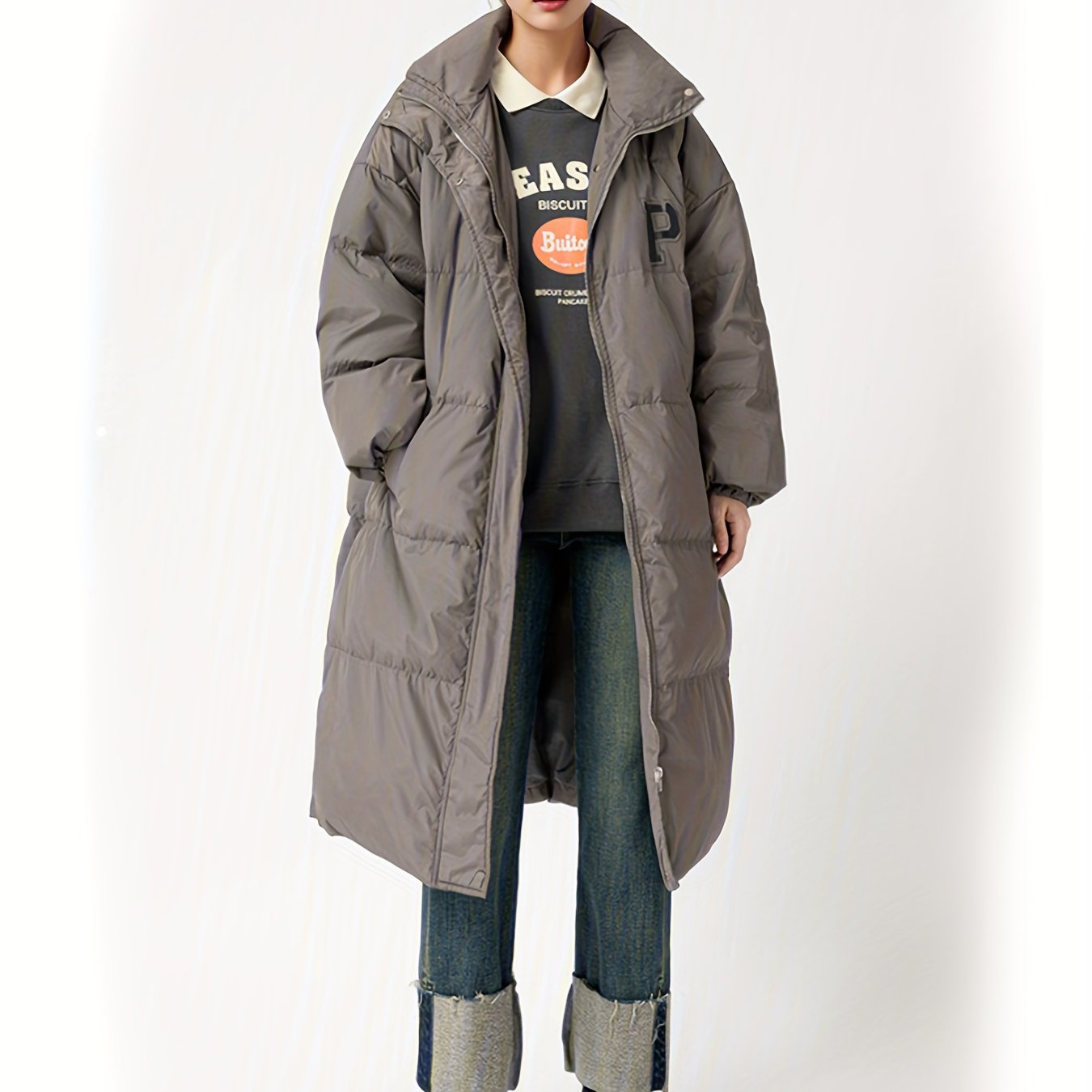 Long Puffer Jacket Women Winter Standing Collar Warm Outdoor Clothing