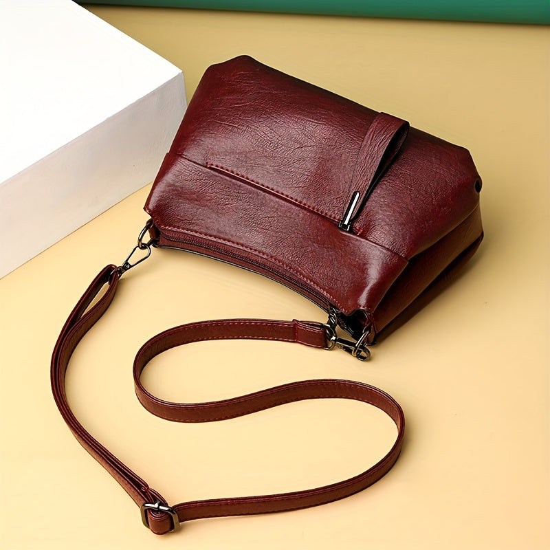 Vintage Charm Soft PU Leather Womens Crossbody Bag for Daily Style