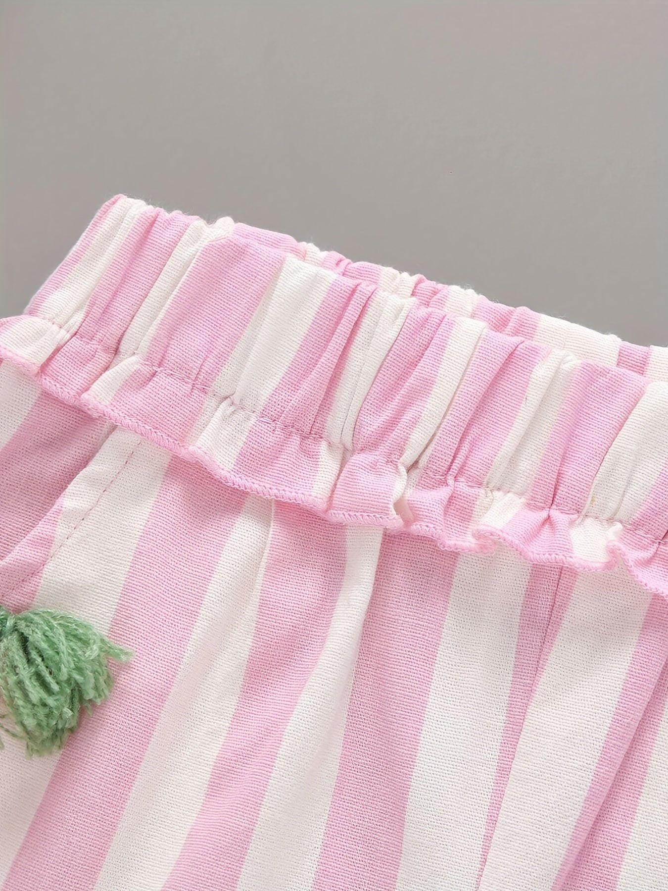Summer Boho Tassle Stripe Shorts, Elastic Waist