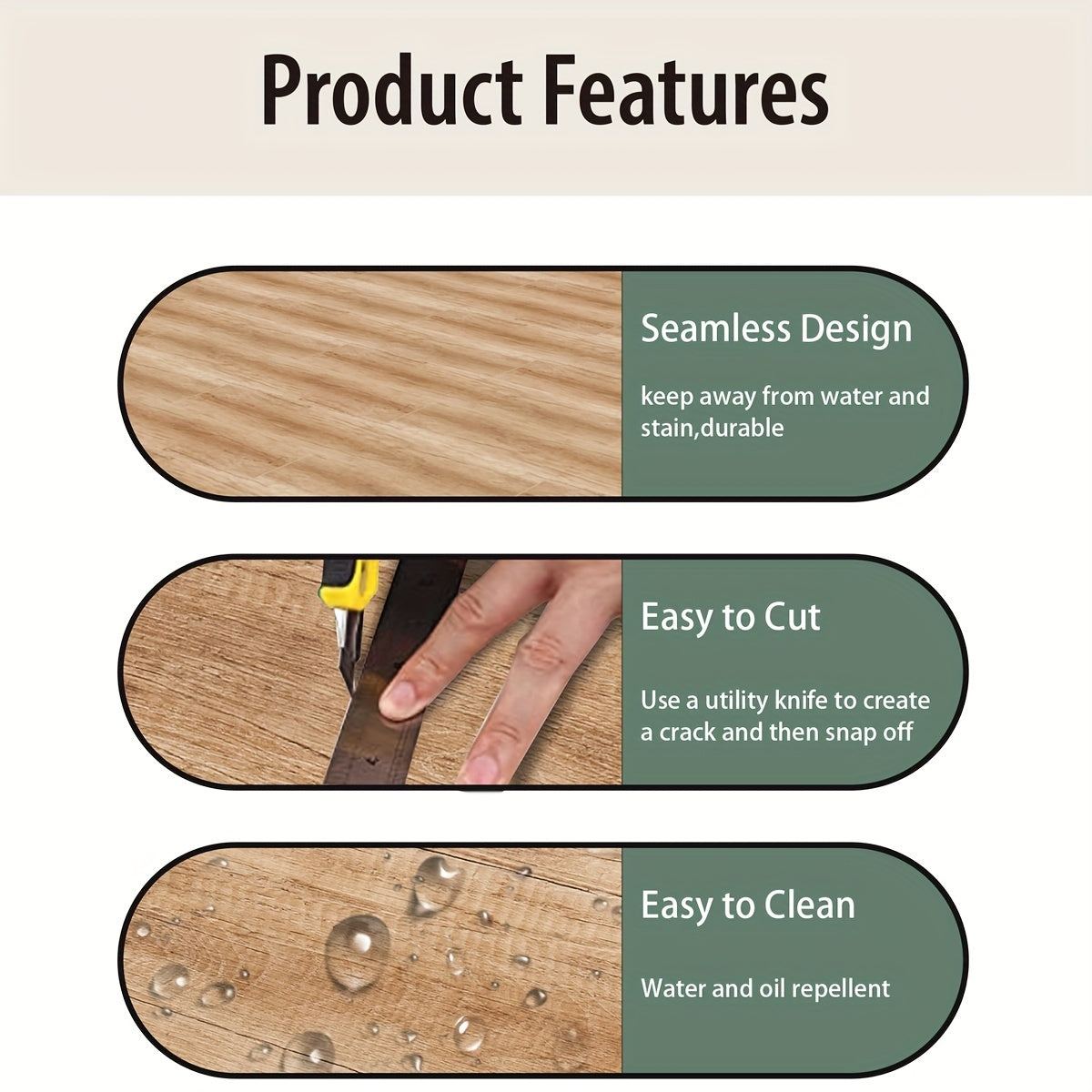 Wood Grain Printed Floor Stickers Waterproof Anti-slip Tile Stickers