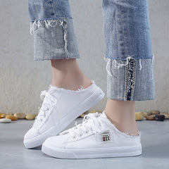 Women's Canvas Platform Slippers Lace Up Breathable Shoes