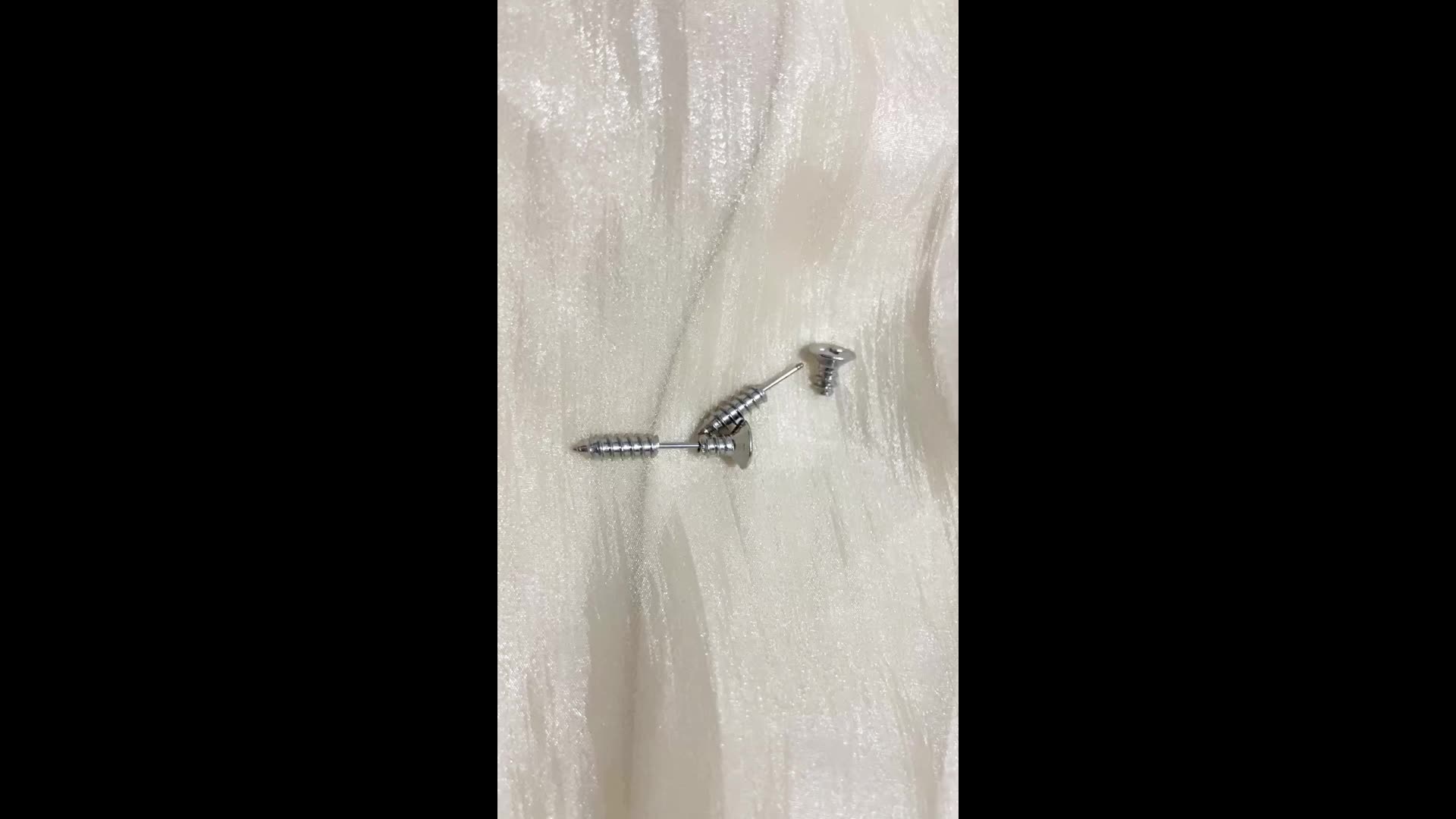 Hip Hop Stainless Steel Screw Stud Earrings