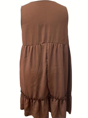  Women's Smock Tank Dress with Button Decor