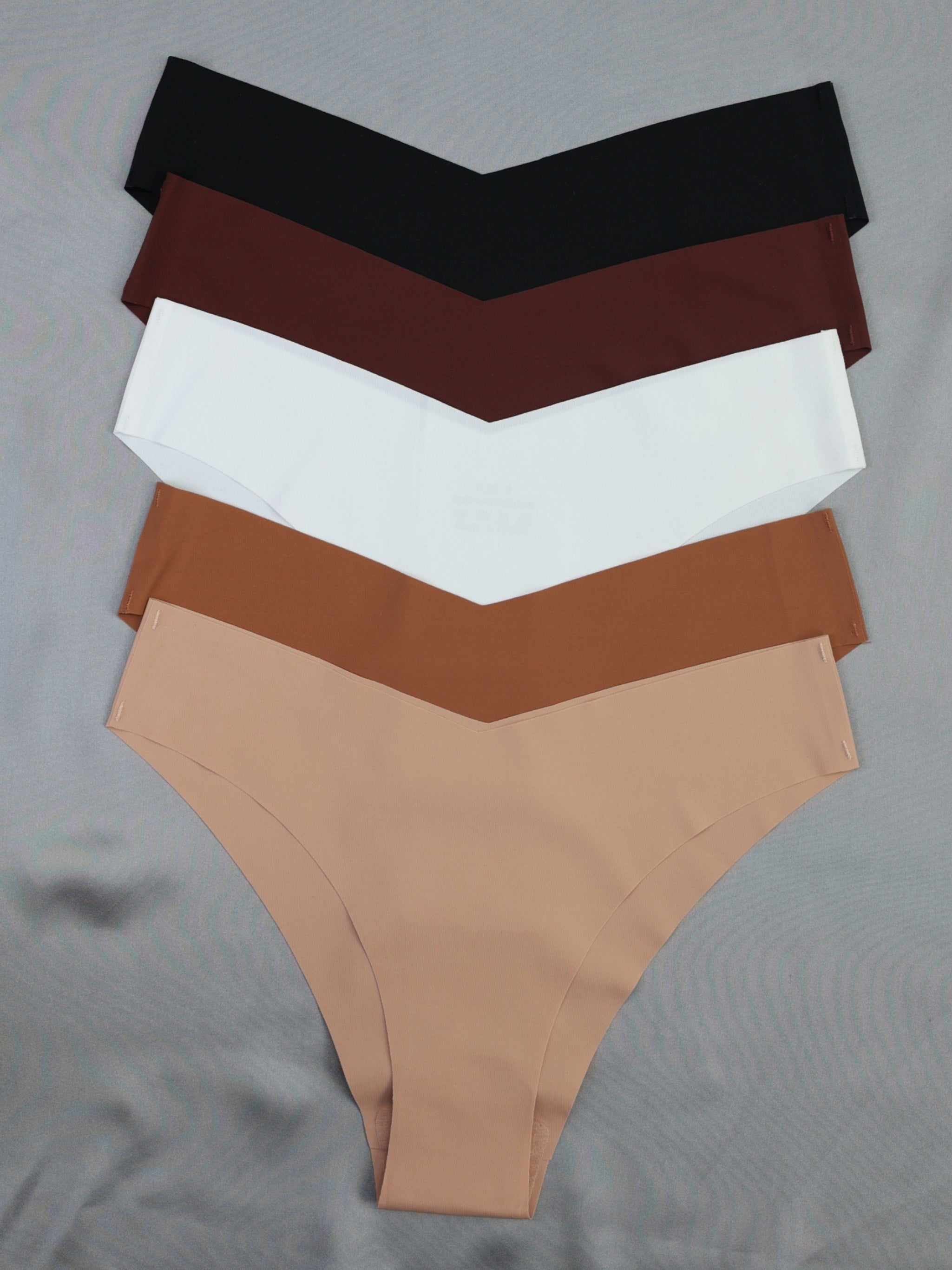 5 Seamless Solid Briefs Comfy Stretchy Intimates Panties
