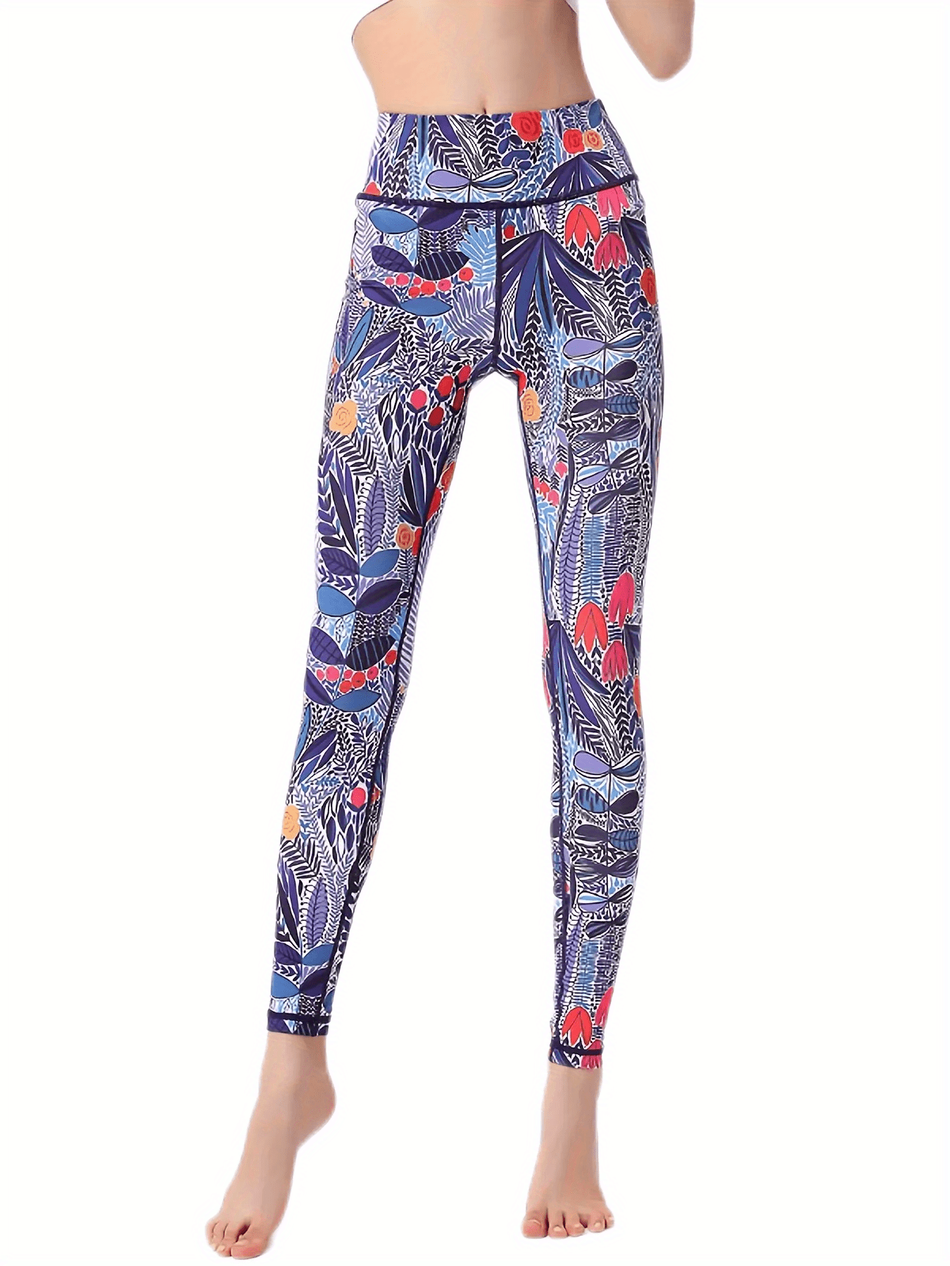 Plant Graphic Yoga Pants Tummy Control Leggings Women's Activewear