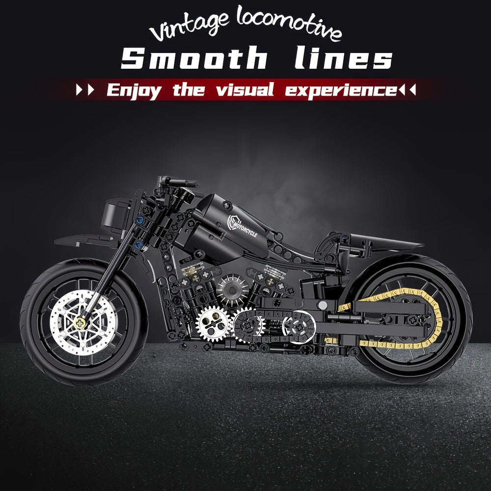 Retro Motorcycle Building Blocks Set - 586 Pieces