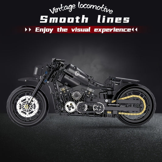 Retro Motorcycle Building Blocks Set - 586 Pieces