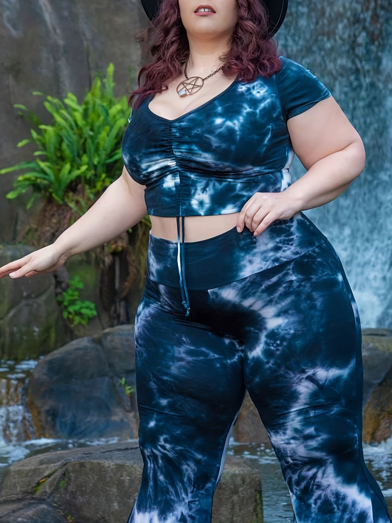 Women's Plus Tie Dye High Rise Flare Leg Pants