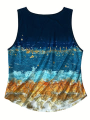  Painting Print Round Neck Tank Top