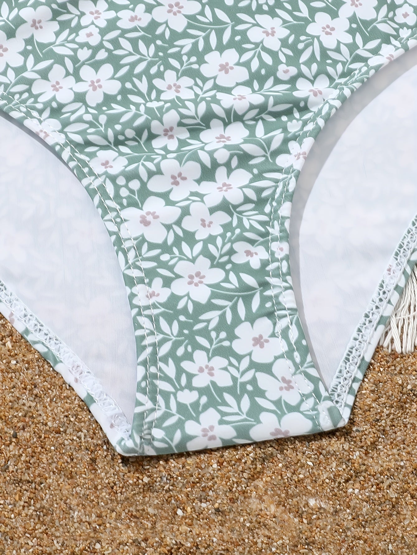 Girls Floral Split Bikini Swimsuit Set Sleeveless Top & Bottoms & Cover Up Skirt