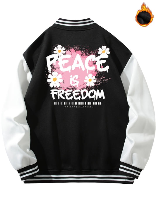 Men's Flower Graphic Print Baseball Jacket